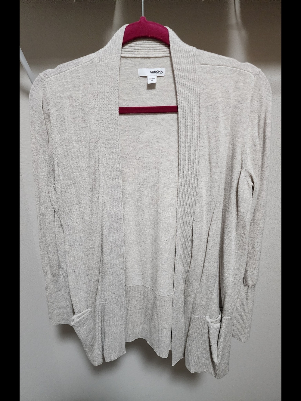 Sonoma Cream Open-Front Knit Cardigan with Pockets